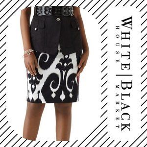 WHITE HOUSE / BLACK MARKET IKAT FAILLE PENCIL SKIR